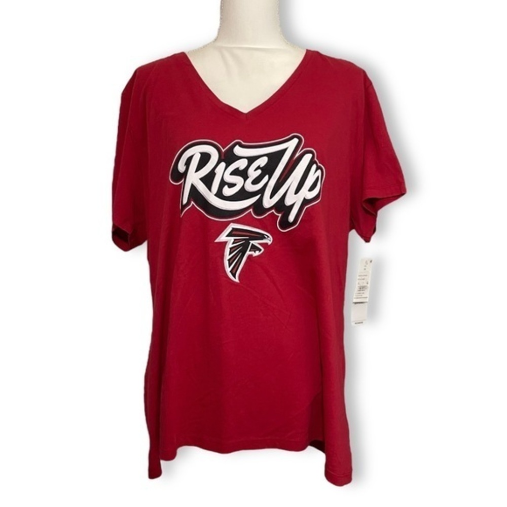 NWT Atlanta Falcons NFL Football Red V-Neck Tee T-Shirt Top New Short Sleeve